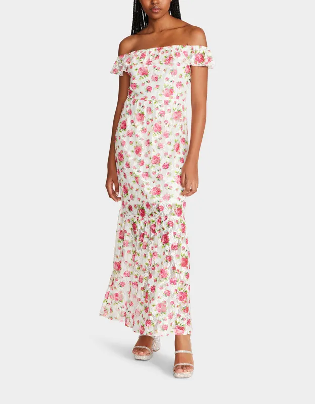 FLORAL OVERLOAD MAXI DRESS WHITE sold by Betsey Johnson
