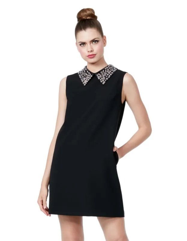 EMBELLISHED COLLAR BLACK SHIFT DRESS BLACK | RE:LUV sold by Betsey Johnson