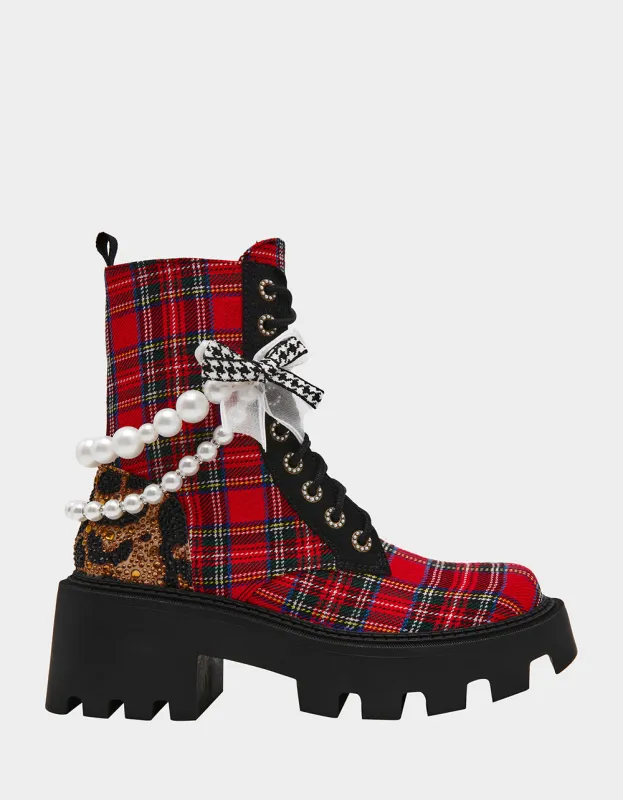 HARIETT RED PLAID sold by Betsey Johnson