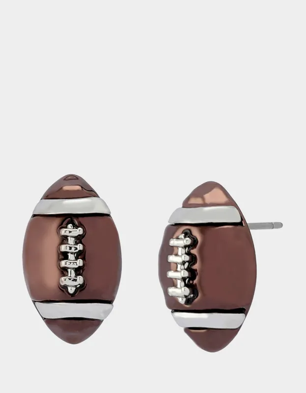 FOOTBALL STUD EARRING BROWN sold by Betsey Johnson