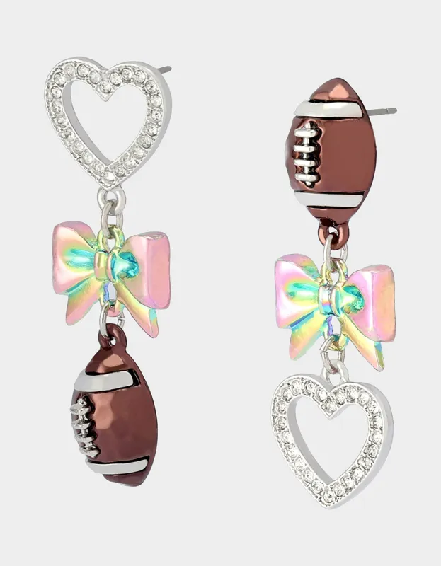 FOOTBALL BOW DROP EARRINGS CRYSTAL sold by Betsey Johnson