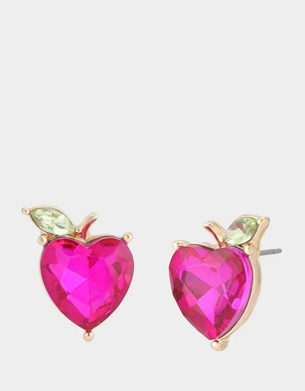 APPLE STUD EARRING PINK DIAMOND sold by Betsey Johnson