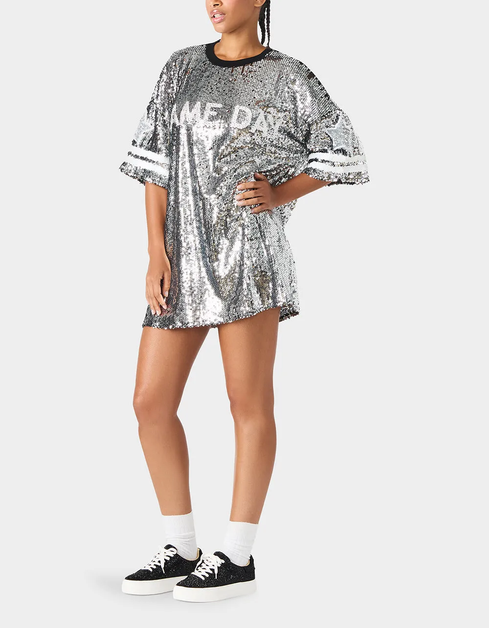GAME DAY JERSEY SEQUIN DRESS SILVER sold by Betsey Johnson product image thumbnail 2