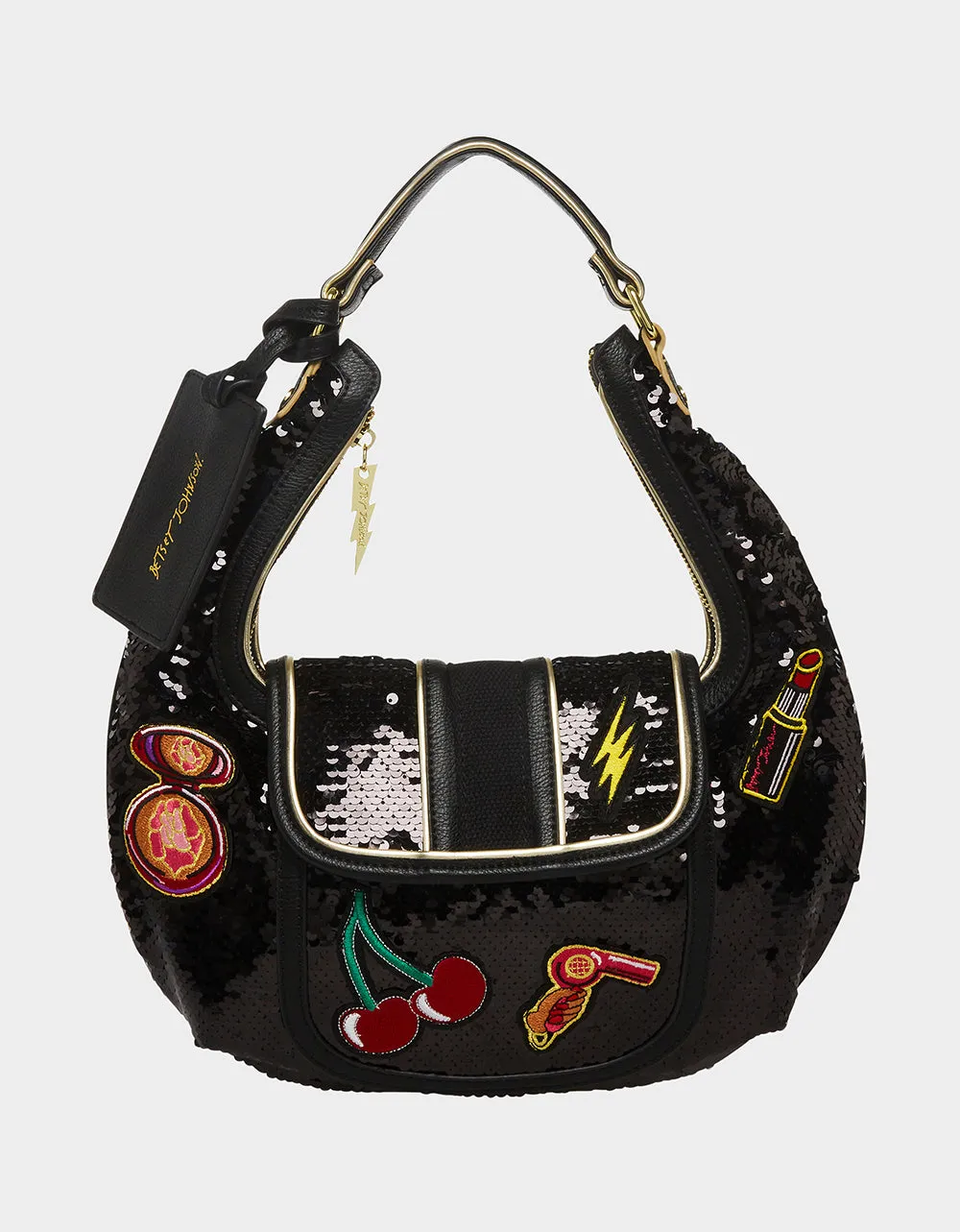 ALL THAT GLITTERS SHOULDER BAG BLACK | RE:LUV sold by Betsey Johnson
