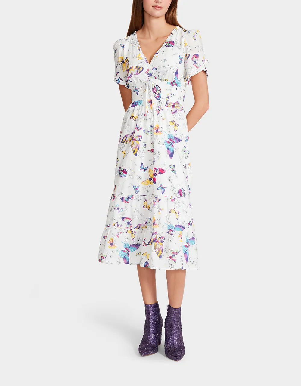 BUTTERFLY DANCE MIDI DRESS WHITE | RE:LUV sold by Betsey Johnson product image thumbnail 3