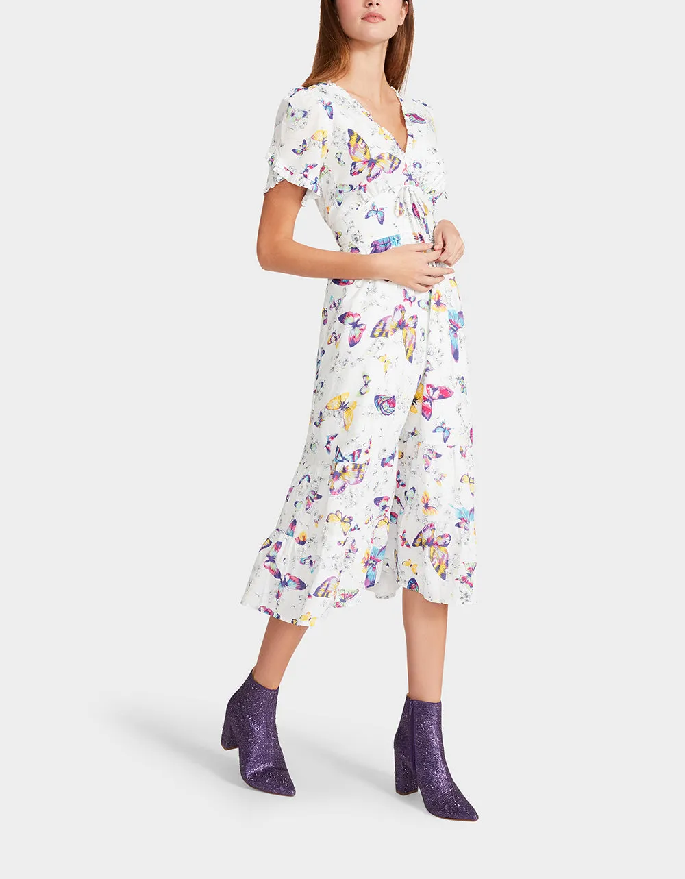 BUTTERFLY DANCE MIDI DRESS WHITE | RE:LUV sold by Betsey Johnson product image thumbnail 4