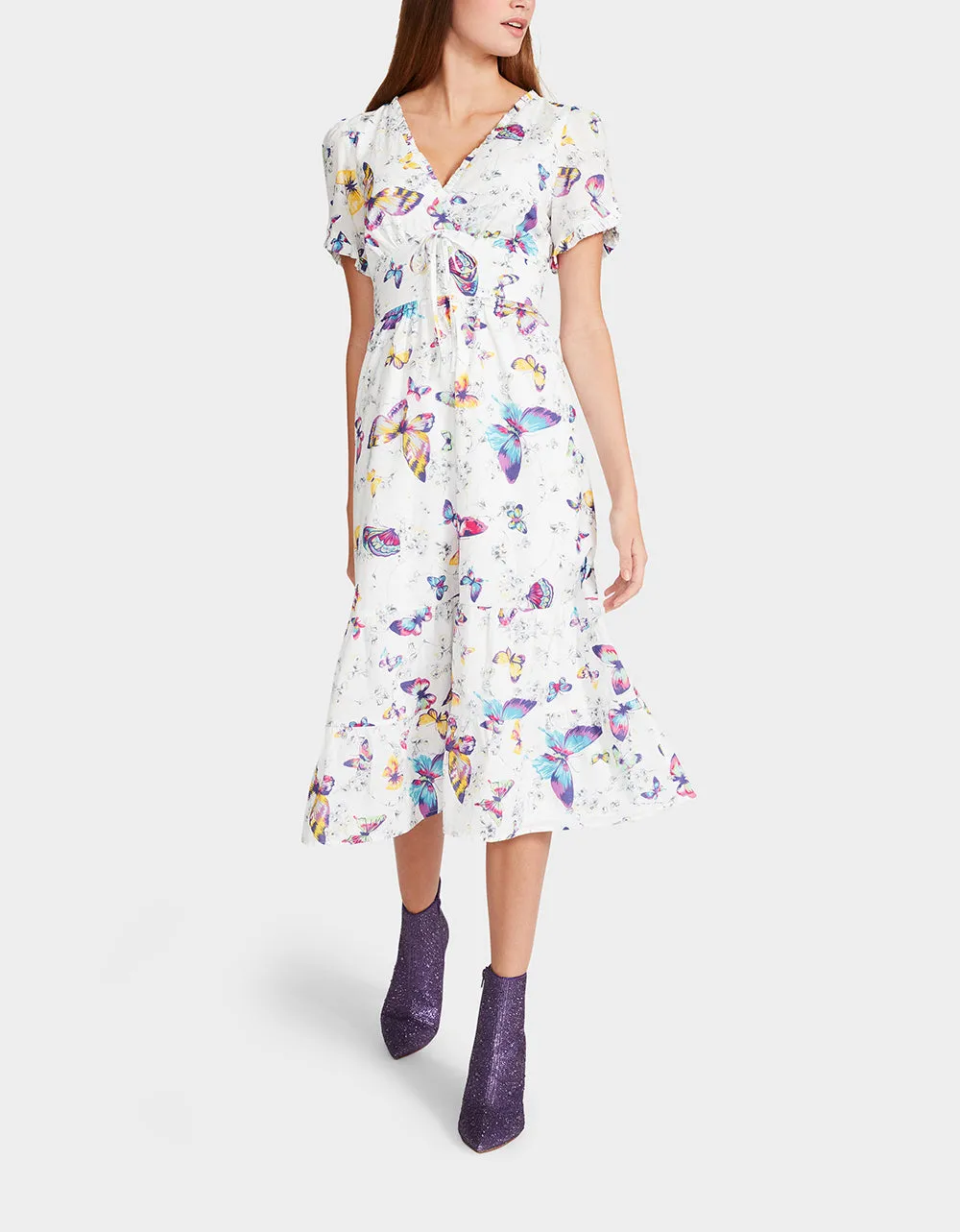 BUTTERFLY DANCE MIDI DRESS WHITE | RE:LUV sold by Betsey Johnson product image thumbnail 2