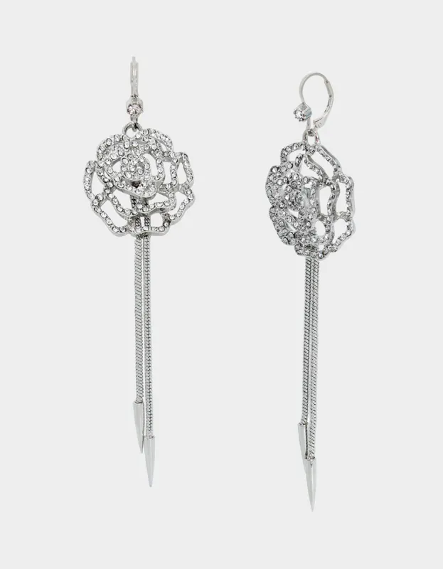 WESTERN GLAM PAVE ROSE LINEAR EARRINGS CRYSTAL sold by Betsey Johnson