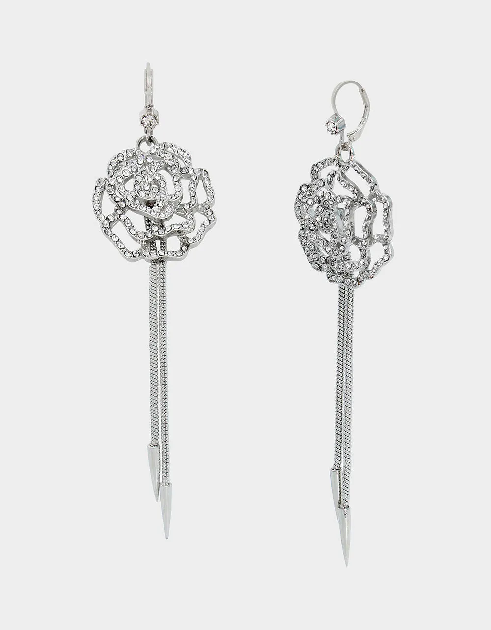WESTERN GLAM PAVE ROSE LINEAR EARRINGS CRYSTAL sold by Betsey Johnson
