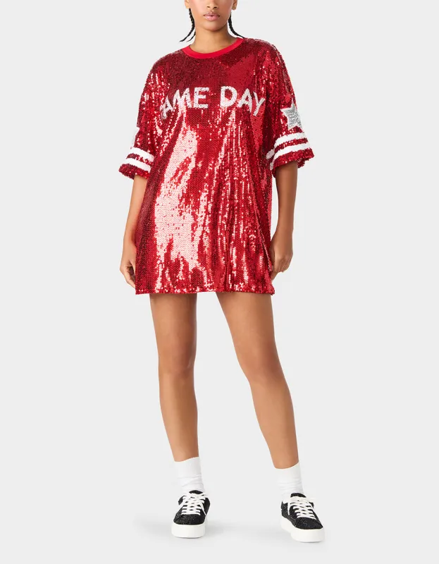 GAME DAY JERSEY SEQUIN DRESS RED sold by Betsey Johnson