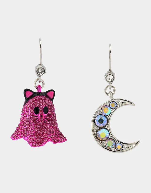 CAT MOON DROP EARRINGS PINK sold by Betsey Johnson