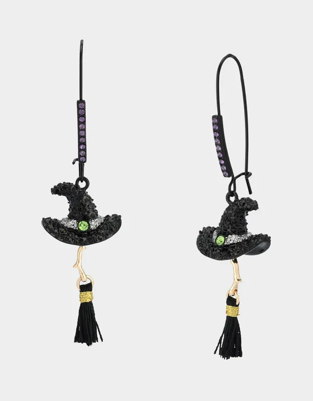 WITCH BROOM DANGLE EARRINGS BLACK sold by Betsey Johnson
