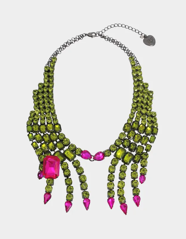 RICH WITCH BIB NECKLACE GREEN sold by Betsey Johnson