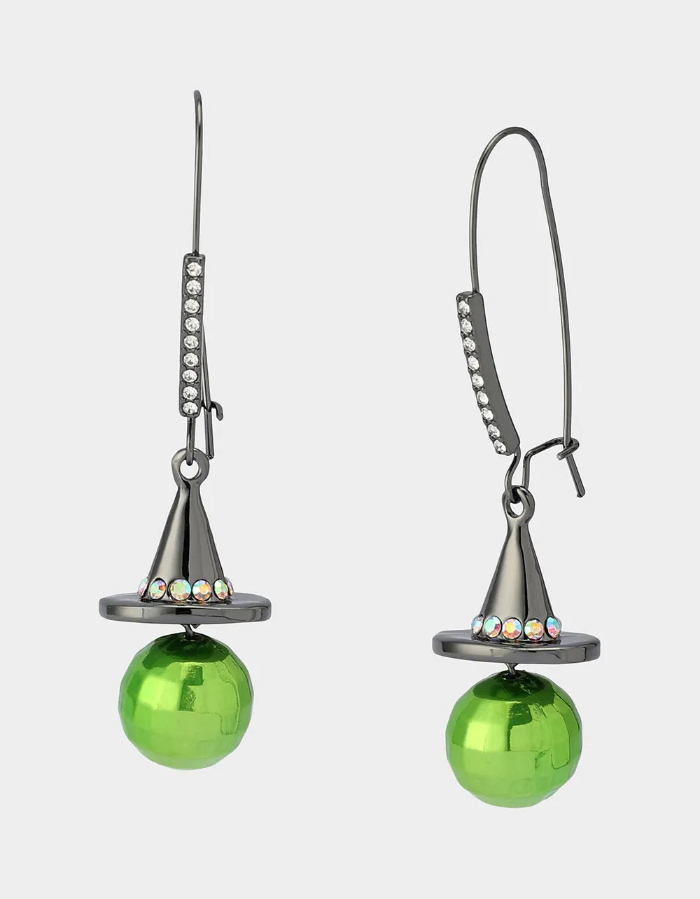 DISCO WITCH HAT DROP EARRING GREEN sold by Betsey Johnson