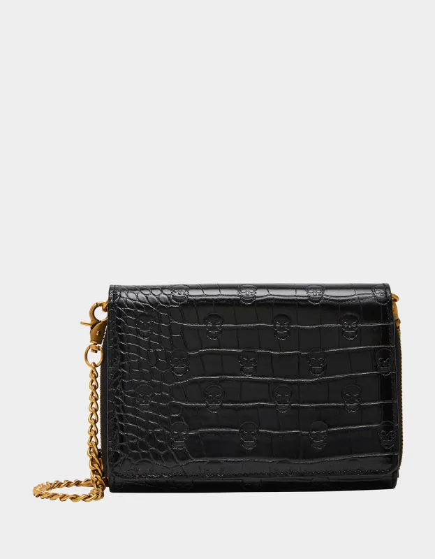 HEADQUARTERS WALLET ON CHAIN BLACK sold by Betsey Johnson