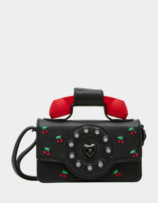 KITSCH CHERRY MINI PHONE BAG RED BLACK | RE:LUV made by Betsey Johnson