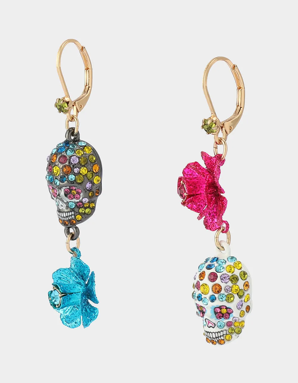 SKULL FLOWER DROP EARRINGS MULTI sold by Betsey Johnson product image thumbnail 2