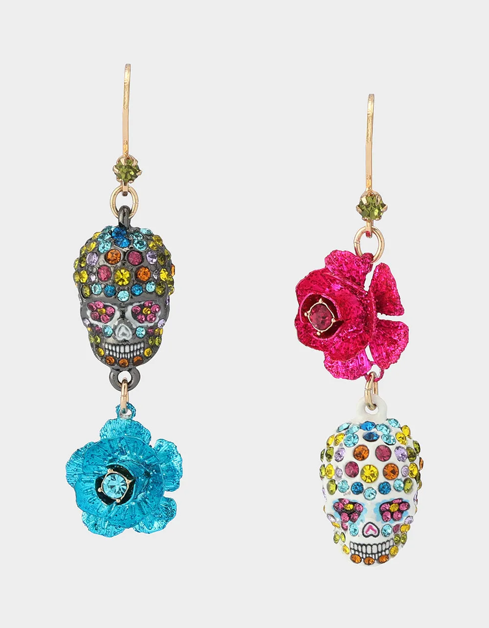 SKULL FLOWER DROP EARRINGS MULTI sold by Betsey Johnson