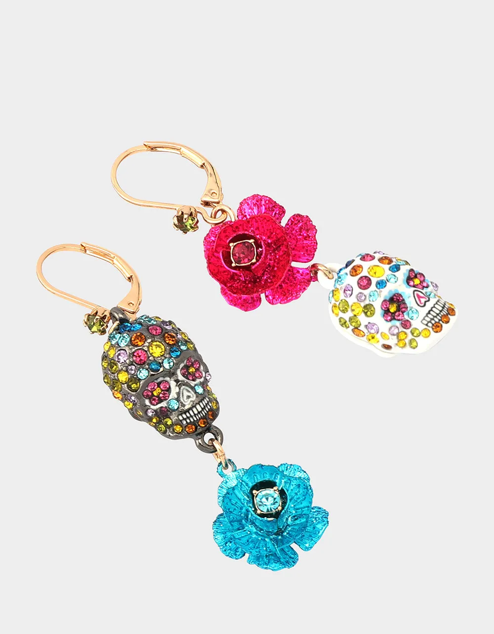 SKULL FLOWER DROP EARRINGS MULTI sold by Betsey Johnson product image thumbnail 3