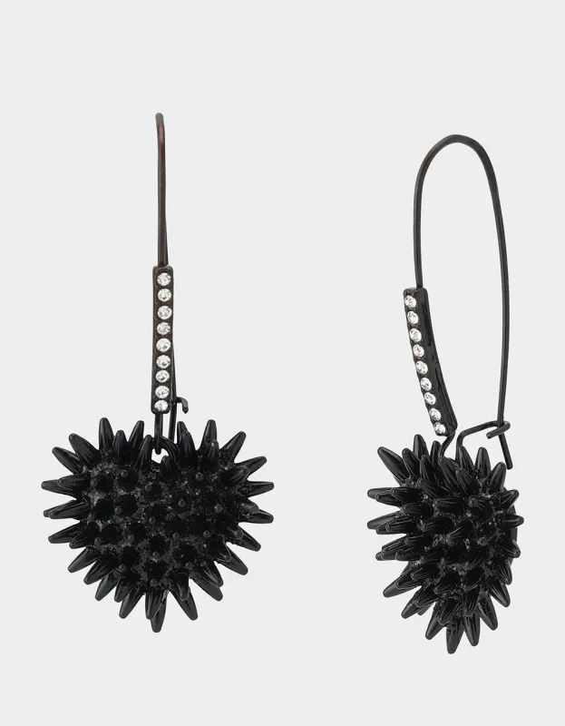 SPIKY HEART SHEPHERD HOOK EARRINGS BLACK sold by Betsey Johnson