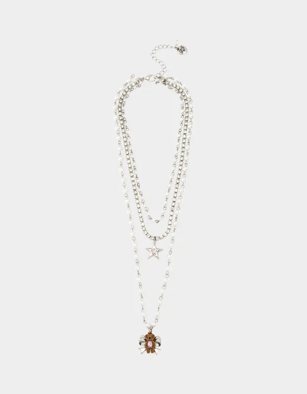 TEDDY BOW ILLUSION NECKLACE PINK sold by Betsey Johnson