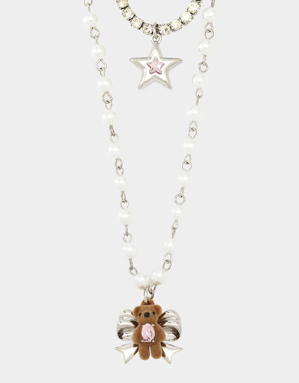 TEDDY BOW ILLUSION NECKLACE PINK sold by Betsey Johnson product image thumbnail 3