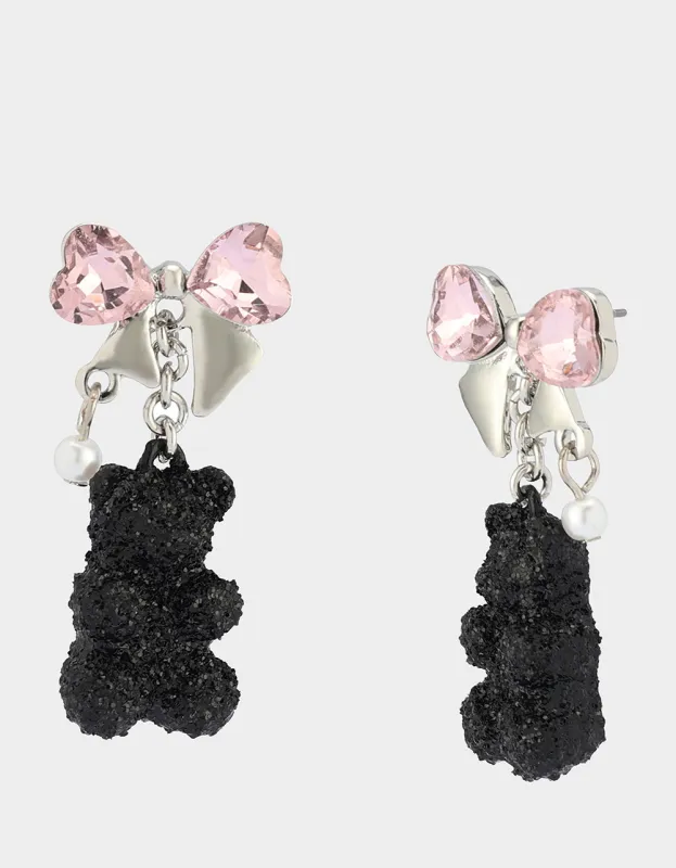 BEAR BOW DROP EARRINGS BLACK sold by Betsey Johnson