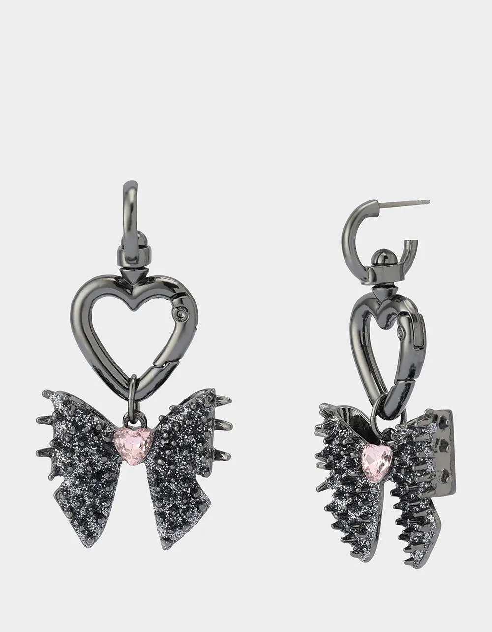 SPIKY BOW HUGGIE DROP EARRINGS PINK sold by Betsey Johnson