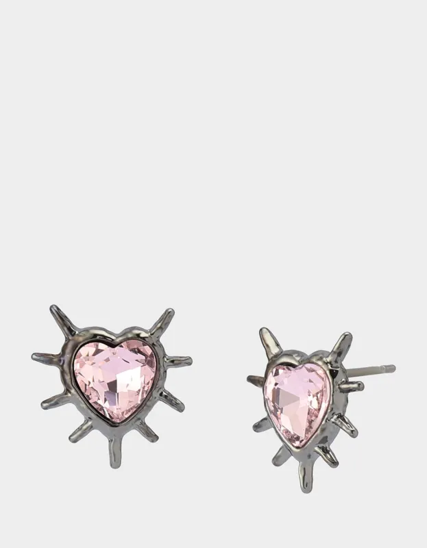 SPIKY HEART STUD EARRINGS PINK sold by Betsey Johnson