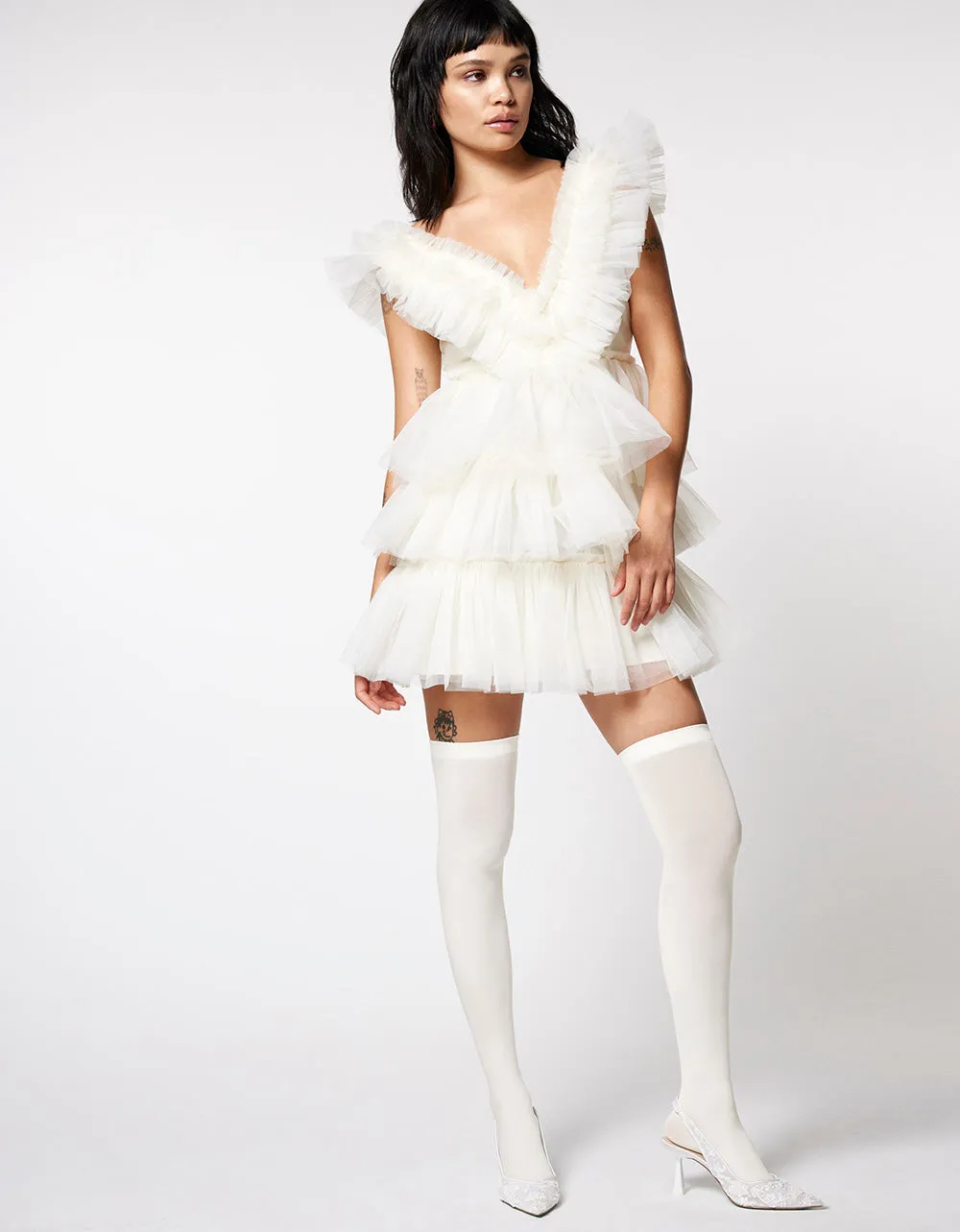 BETSEYS TIERED TULLE DRESS CREAM | RE:LUV sold by Betsey Johnson product image thumbnail 5
