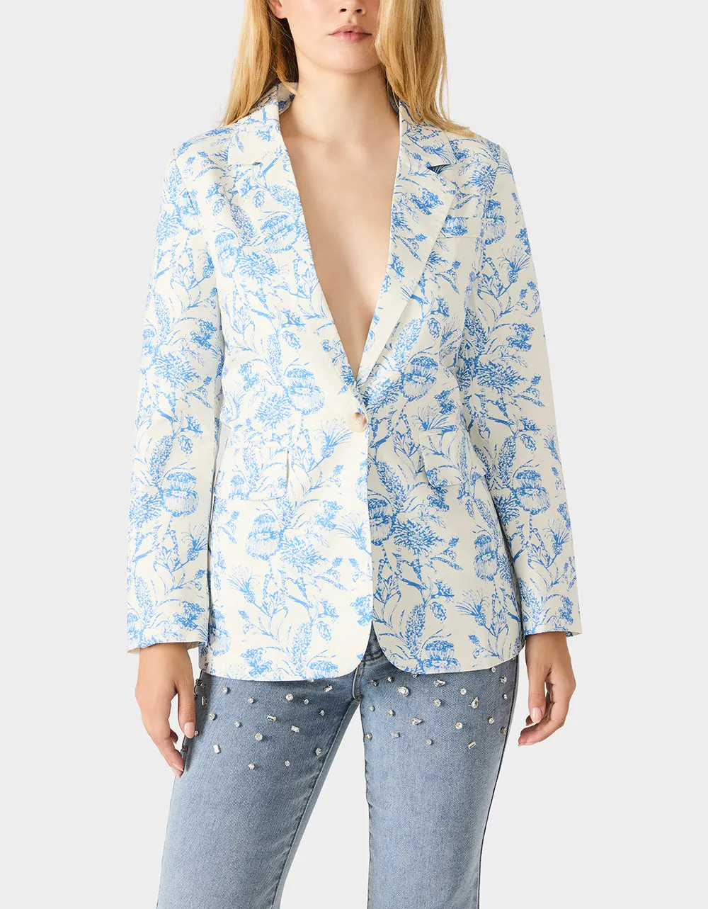 BOYFRIEND BLUE FLORAL BLAZER BLUE sold by Betsey Johnson product image thumbnail 2