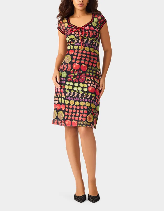 BETSEY'S FRUIT DRESS BLACK MULTI sold by Betsey Johnson