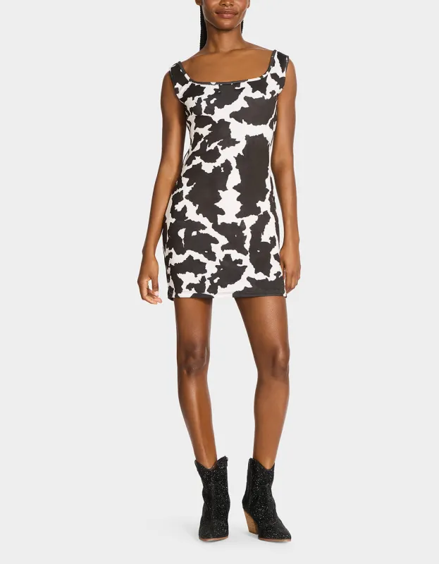 BETSEY COW PRINT DRESS BLACK/WHITE sold by Betsey Johnson