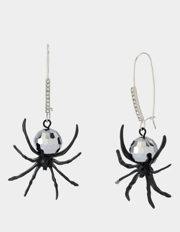 DISCO SPIDER DROP EARRINGS BLACK sold by Betsey Johnson