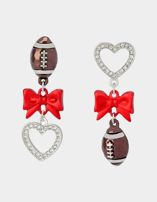 FOOTBALL BOW DROP EARRINGS RED sold by Betsey Johnson