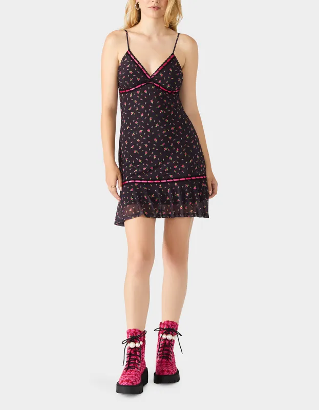 BETSEY'S ARCHIVE ROSEBUD SLIP DRESS BLACK sold by Betsey Johnson
