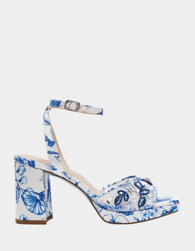 BRODY WHITE/BLUE FLORAL sold by Betsey Johnson