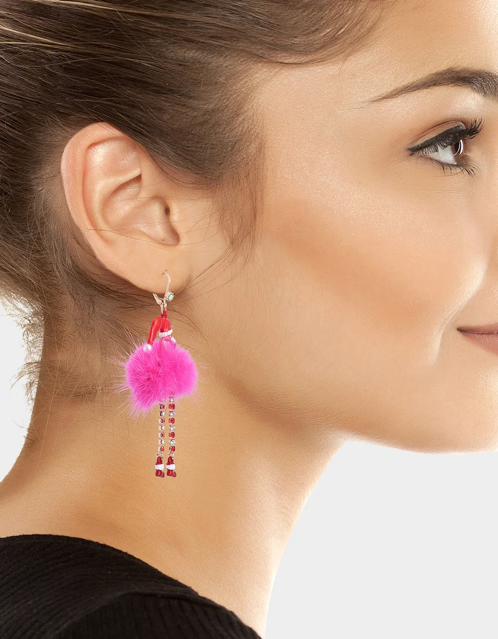 FLUFFY FLAMINGO DROP EARRINGS PINK sold by Betsey Johnson product image thumbnail 3
