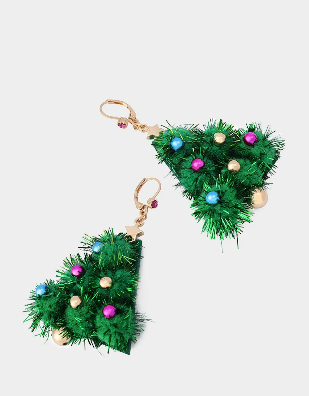 PLUSH TREE DROP EARRINGS FIR GREEN sold by Betsey Johnson product image thumbnail 2