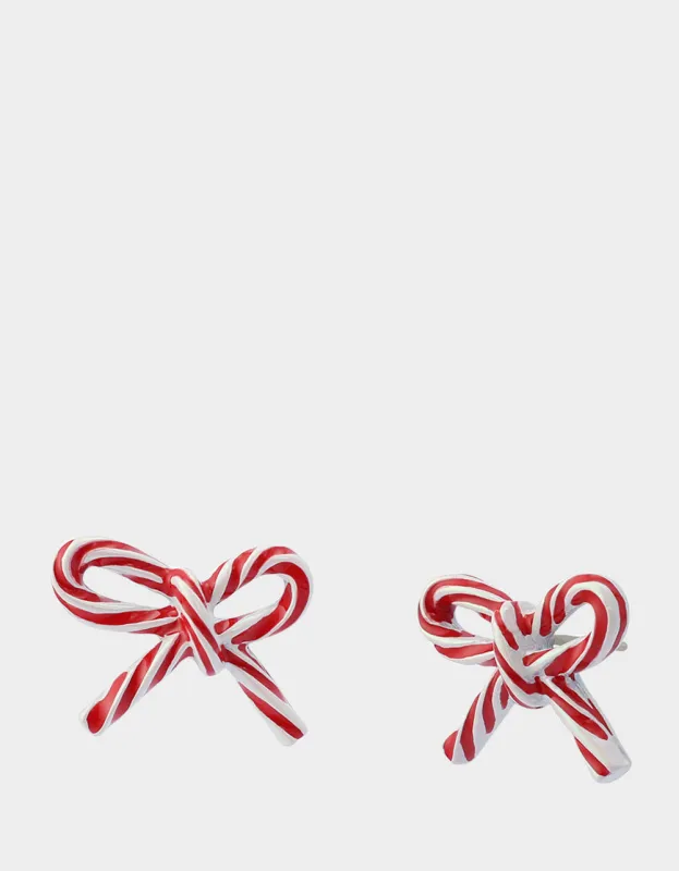 CANDY CANE BOW STUD EARRINGS RED sold by Betsey Johnson