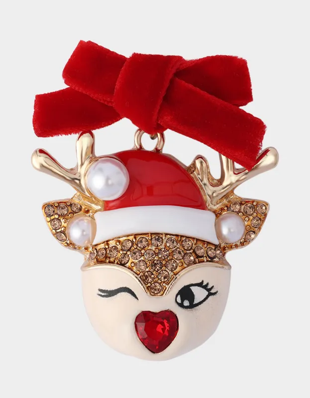 WINK REINDEER BROOCH RED sold by Betsey Johnson