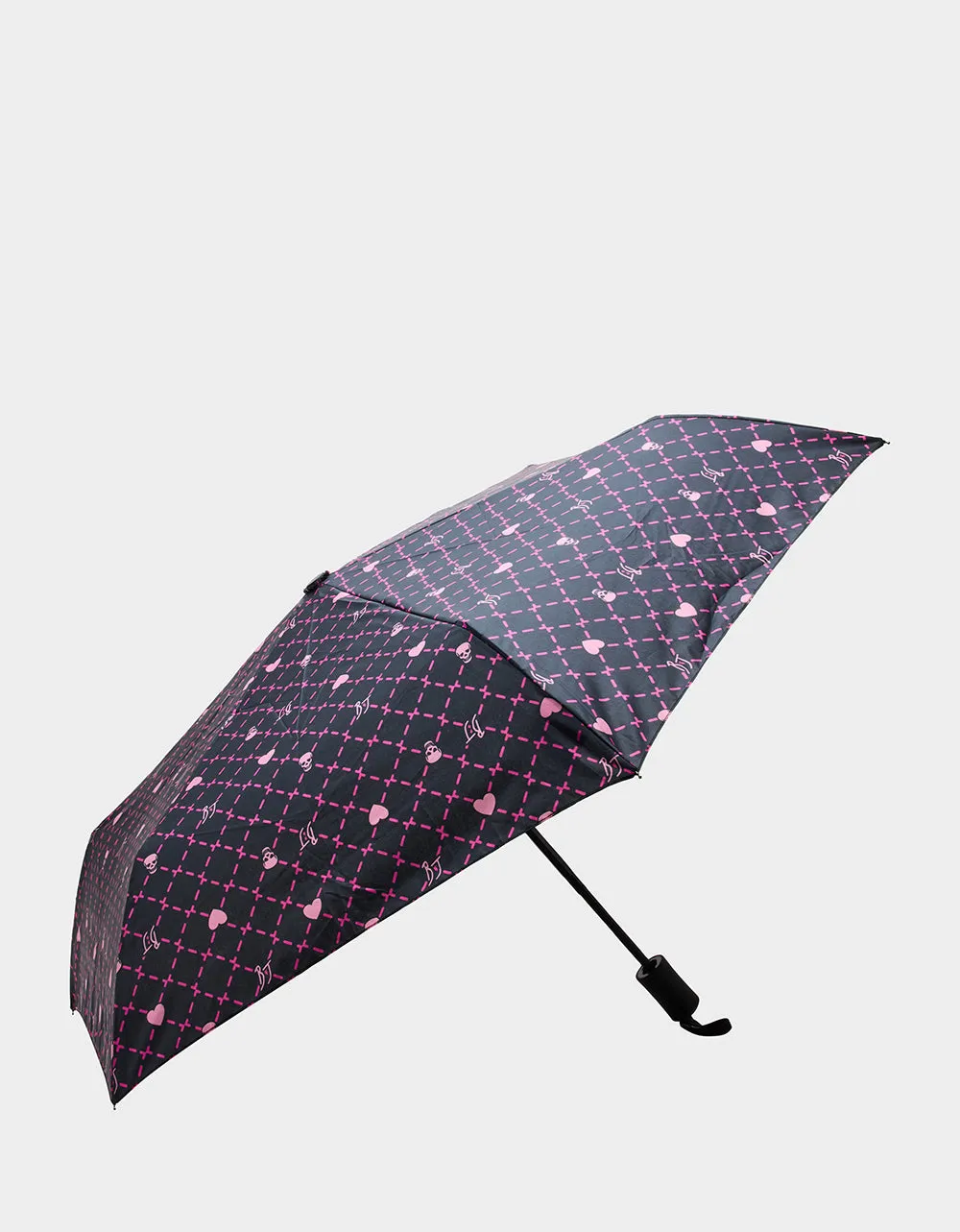 BETSEY'S HEART & SKULL PRINT UMBRELLA BLACK MULTI sold by Betsey Johnson