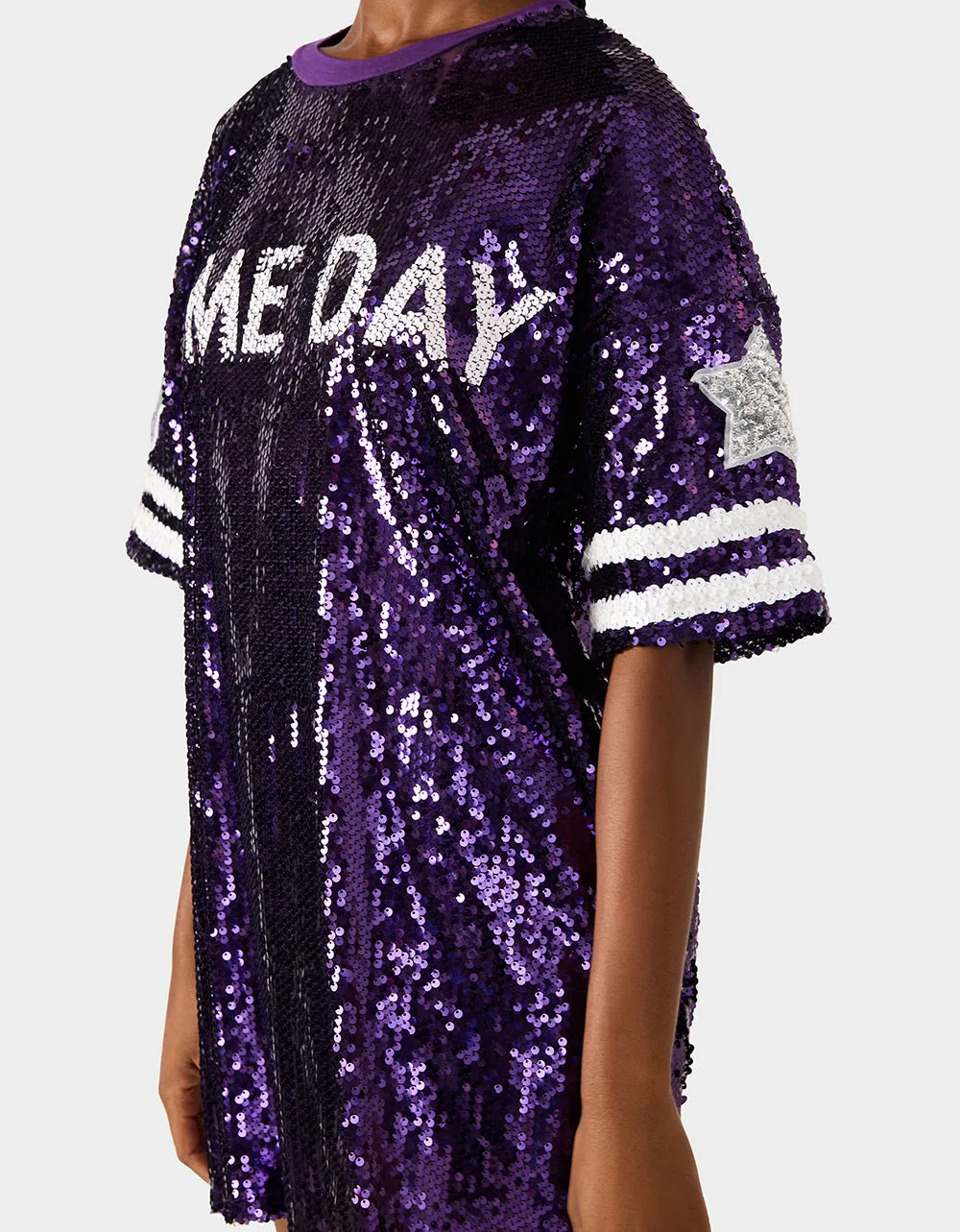 GAME DAY JERSEY SEQUIN DRESS PURPLE sold by Betsey Johnson product image thumbnail 4
