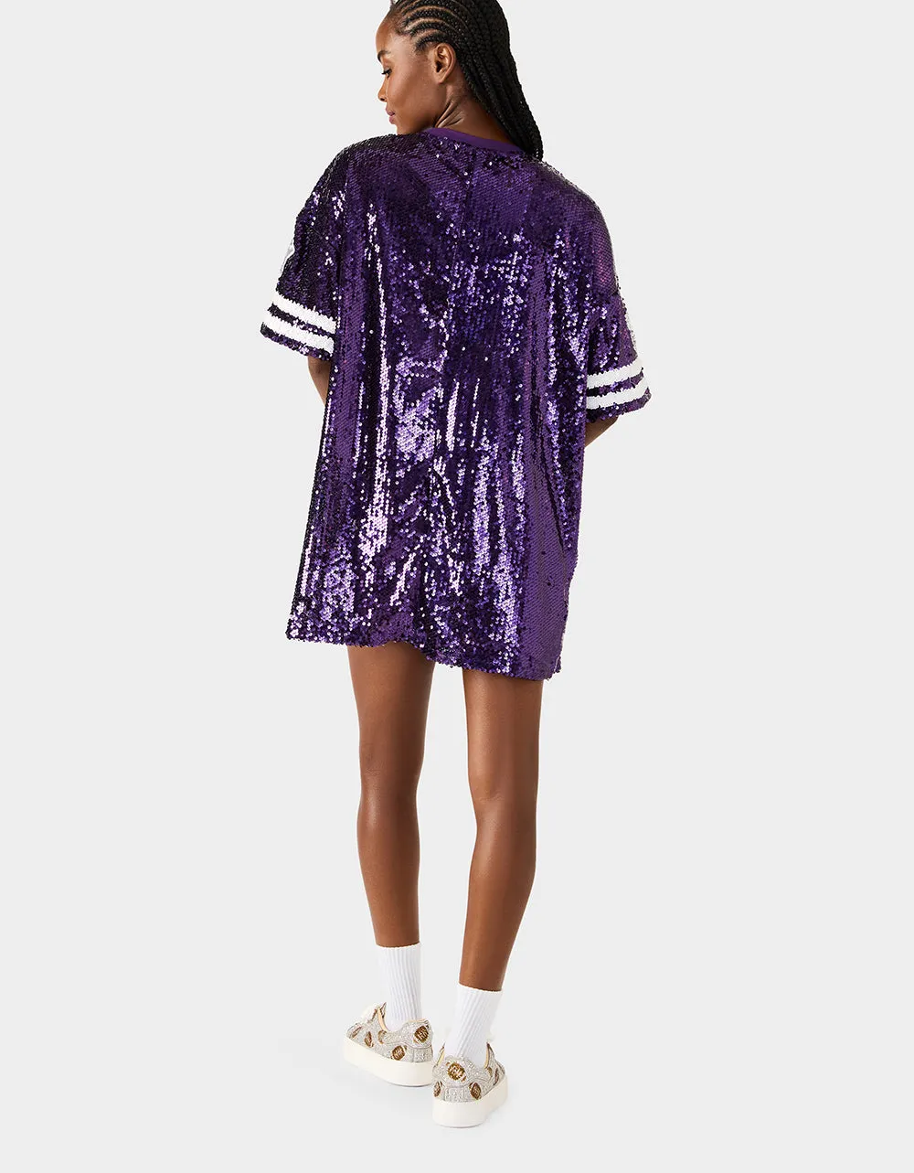 GAME DAY JERSEY SEQUIN DRESS PURPLE sold by Betsey Johnson product image thumbnail 3