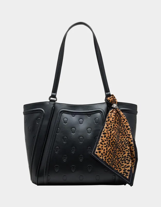SKULLICIOUS TOTE WITH SCARF BLACK sold by Betsey Johnson