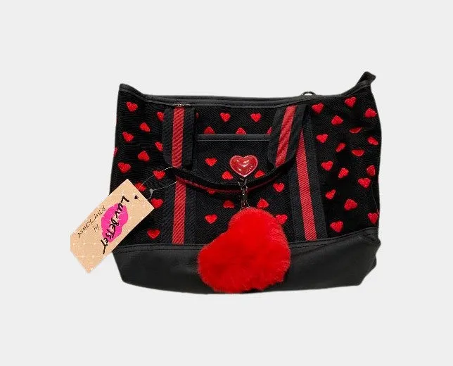 Black and Red Heart Tote with Crossbody | RE:LUV sold by Betsey Johnson