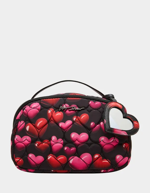 LOAF COSMETIC CASE WITH MIRROR BLACK/MULTI sold by Betsey Johnson