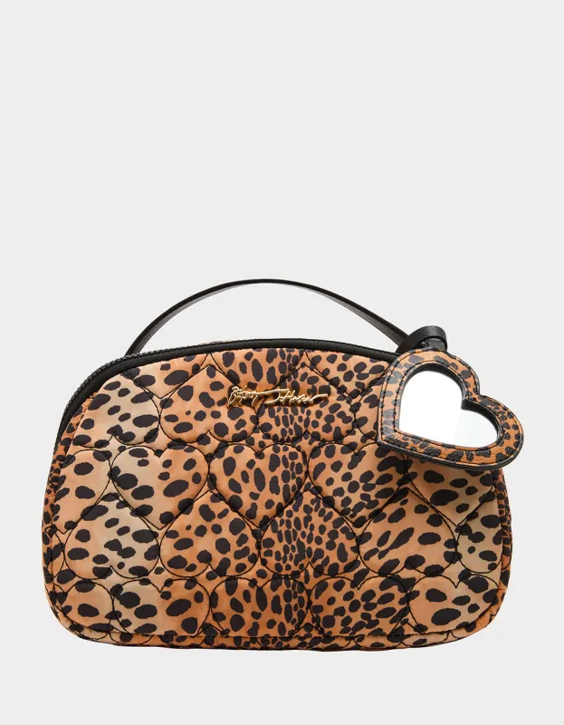 LOAF COSMETIC CASE WITH MIRROR LEOPARD sold by Betsey Johnson