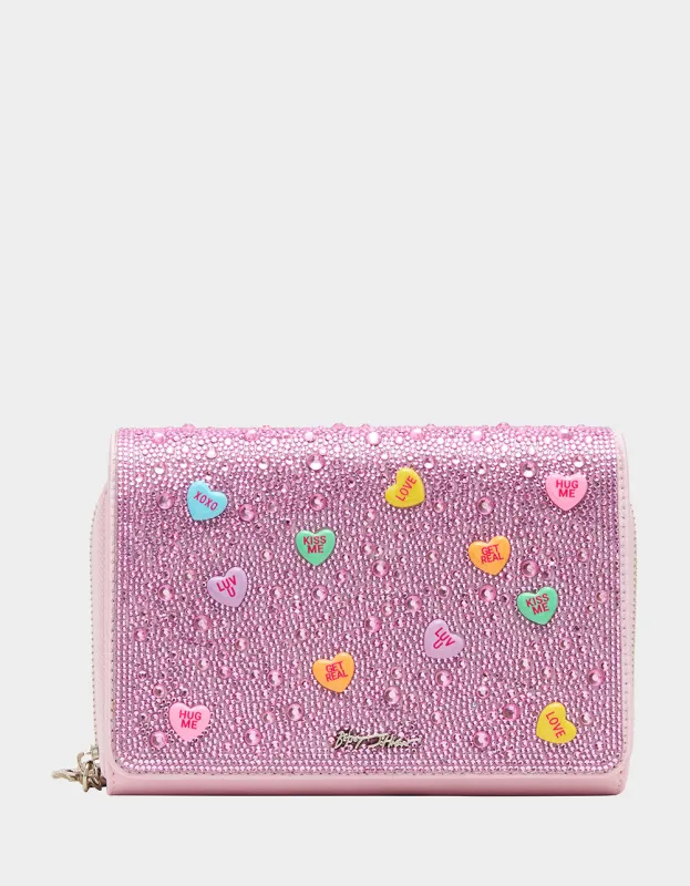 CANDY HEARTS WALLET ON CHAIN PINK sold by Betsey Johnson