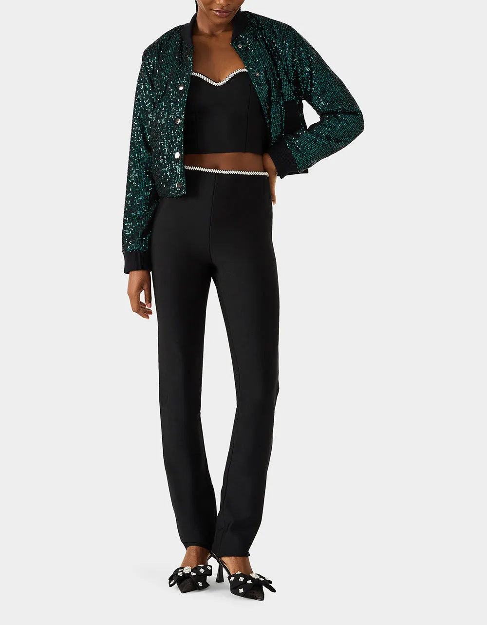 GLITTERATI BOMBER JACKET EMERALD GREEN sold by Betsey Johnson product image thumbnail 2